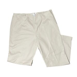 Chicos Women Size 3 (16-18)Tan Cropped Straight Leg Side Zip Pants Casual Office
